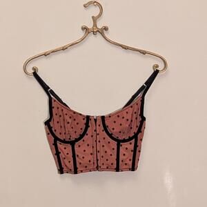 Urban Outfitters Star Mesh Corset Top – Rust & Black S